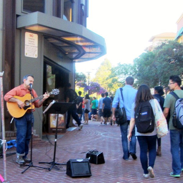Eric Martinez sings in downtown Berkeley.